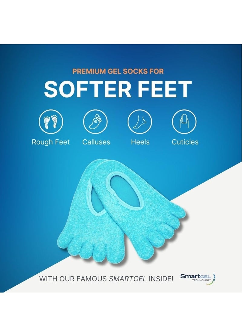 NatraCure 5-Toe Gel Lined Foot Moisturizing Socks – Aloe & Shea Infused Fuzzy Hydrating Socks for Women & Men - Soft Feet Moisturizer Spa & Pedicure Socks for Dry Cracked Heels, Calluses - Medium