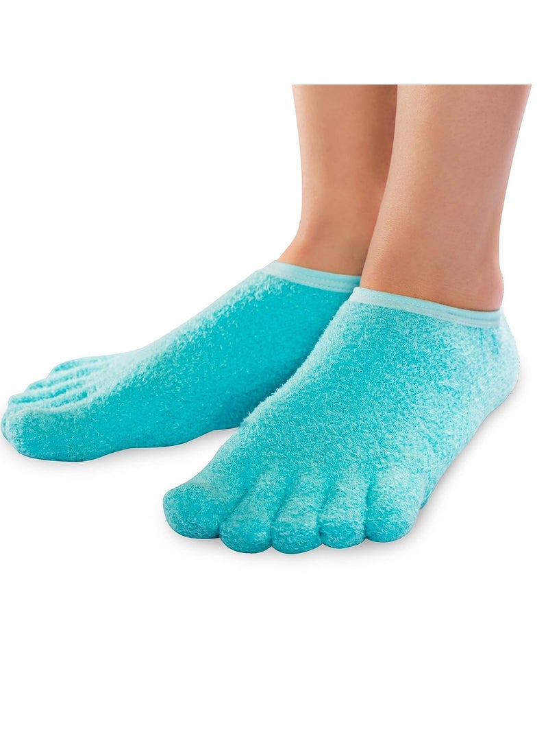 NatraCure 5-Toe Gel Lined Foot Moisturizing Socks – Aloe & Shea Infused Fuzzy Hydrating Socks for Women & Men - Soft Feet Moisturizer Spa & Pedicure Socks for Dry Cracked Heels, Calluses - Medium