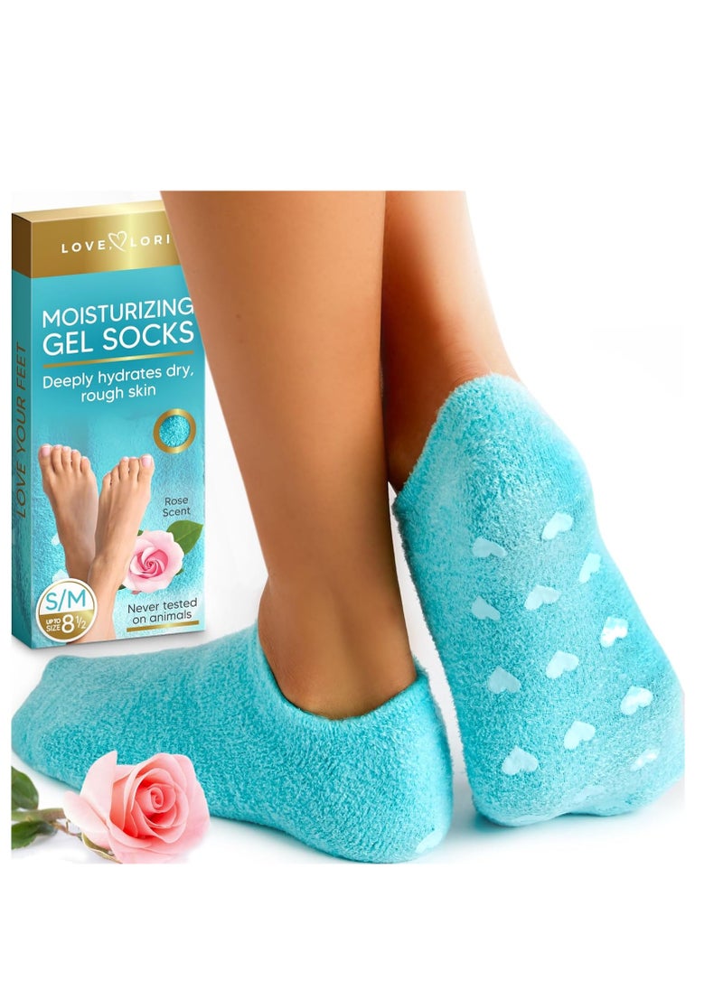 LOVE, LORI Premium Quality Moisturizing Socks – Gel Silicone Socks for Dry Feet Treatment (Up to Size 8.5) Self Care Gifts for Women