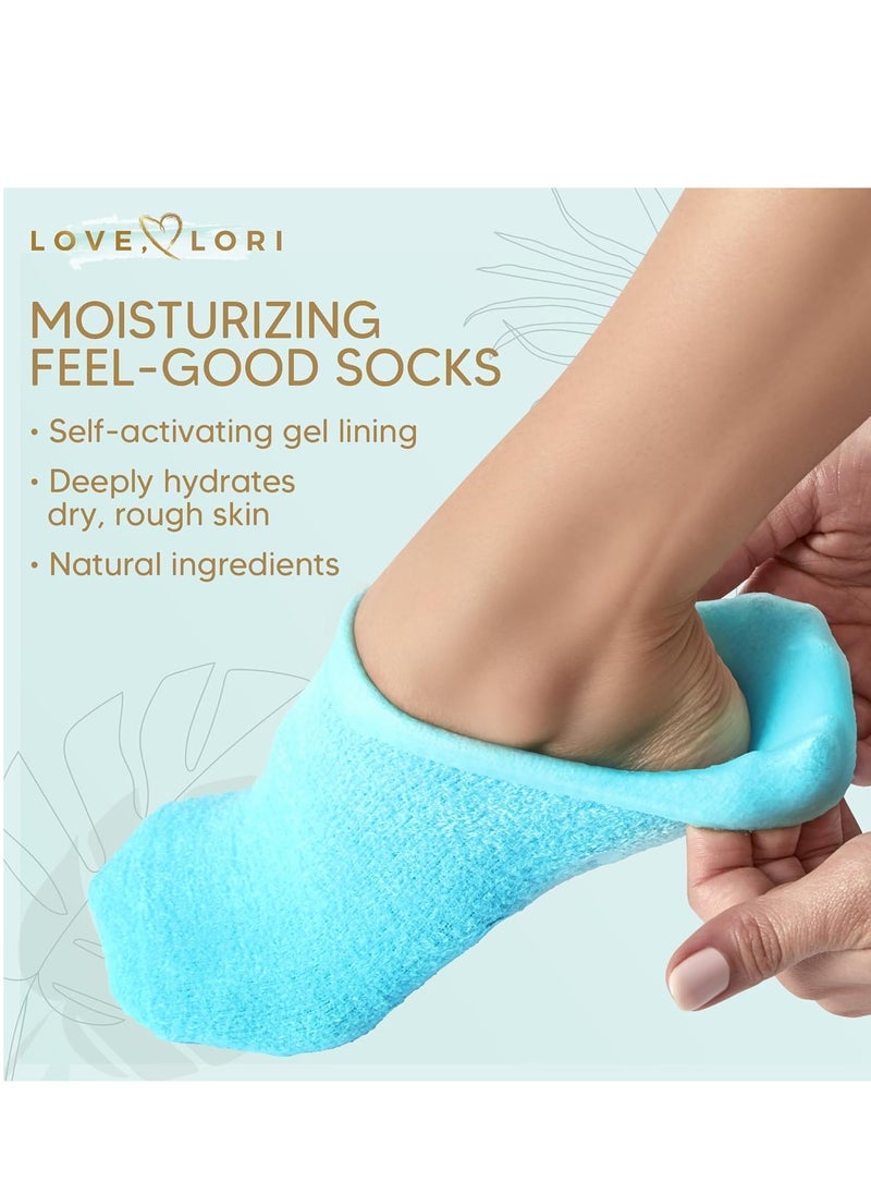 LOVE, LORI Premium Quality Moisturizing Socks – Gel Silicone Socks for Dry Feet Treatment (Up to Size 8.5) Self Care Gifts for Women