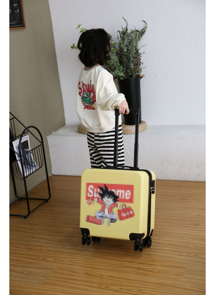 New childrens trolley case wholesale cartoon pattern universal wheel primary school student suitcase password luggage logo Goku in yellow