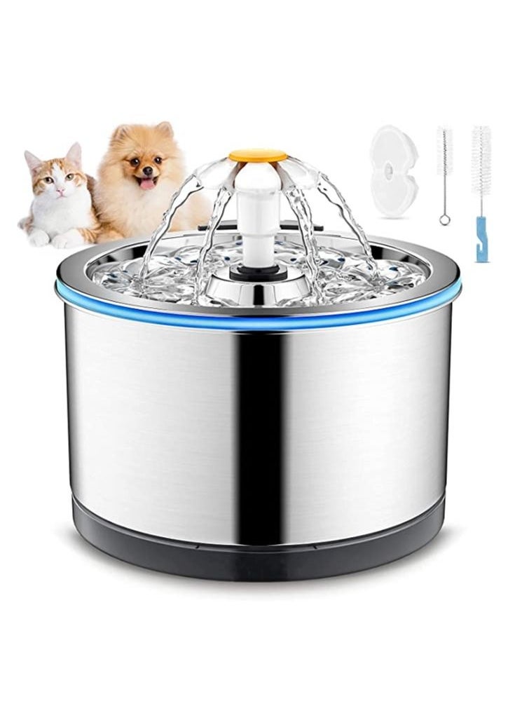 Cat Water Fountain Stainless Steel, 80oz/2.5L Pet Fountain for Cats, Ultra Quiet Cat Water Fountain, Dog Water Fountain Bowl