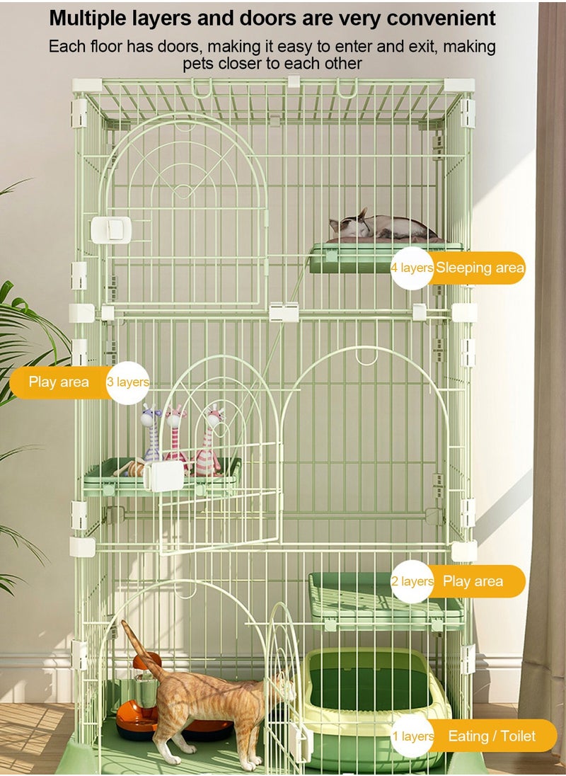 Four-Layer Large Cat Cage Cat Cottage Home Indoor Extra Large Free Space Cat House For 1-3 Cats 84x61x163.5Cm