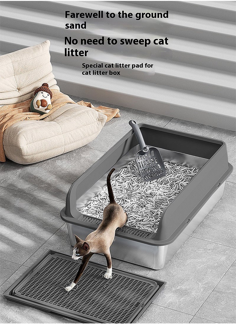 Stainless Steel Cat Litter Box Cat Litter Tray Metal Litter Pan Tray with High Wall Sides