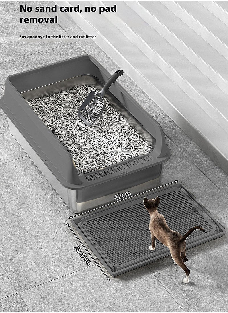 Stainless Steel Cat Litter Box Cat Litter Tray Metal Litter Pan Tray with High Wall Sides