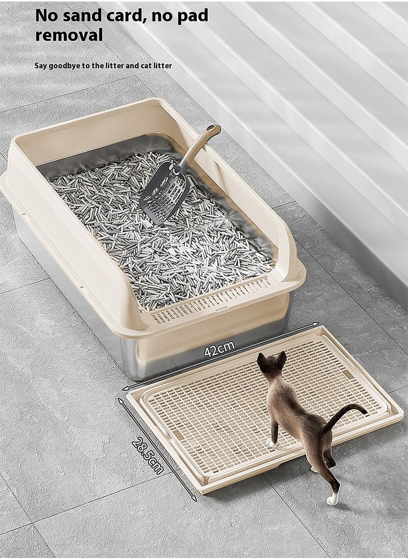 Stainless Steel Cat Litter Box Cat Litter Tray Metal Litter Pan Tray with High Wall Sides