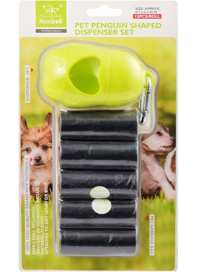 Nunbell Green Penguin Shaped Pet Waste Bags Dispenser