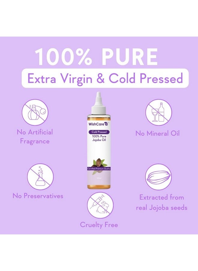 WishCare® Pure Cold Pressed Natural Unrefined Jojoba Oil - Moisturizer for Skin, Hair and Nails - 100 Ml