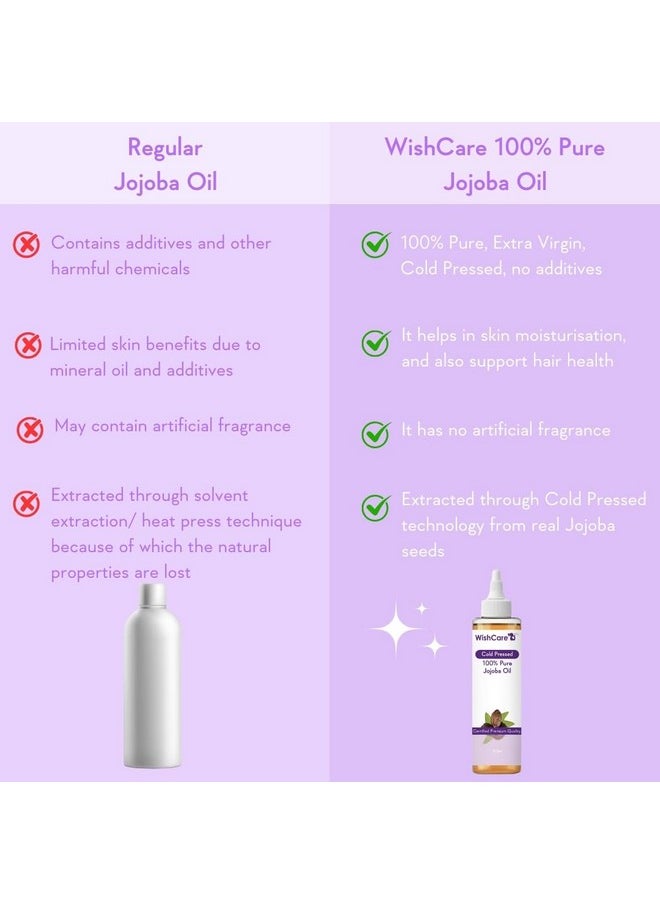 WishCare® Pure Cold Pressed Natural Unrefined Jojoba Oil - Moisturizer for Skin, Hair and Nails - 100 Ml