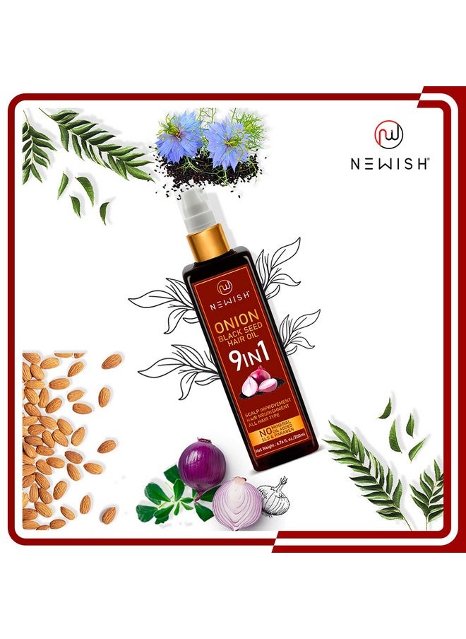 Newish Black Seed Onion Oil for Hair Regrowth and Care, With Castor, Almond, Sunflower, Methi & Jojoba Oils for Shiny Hair (200 ml)