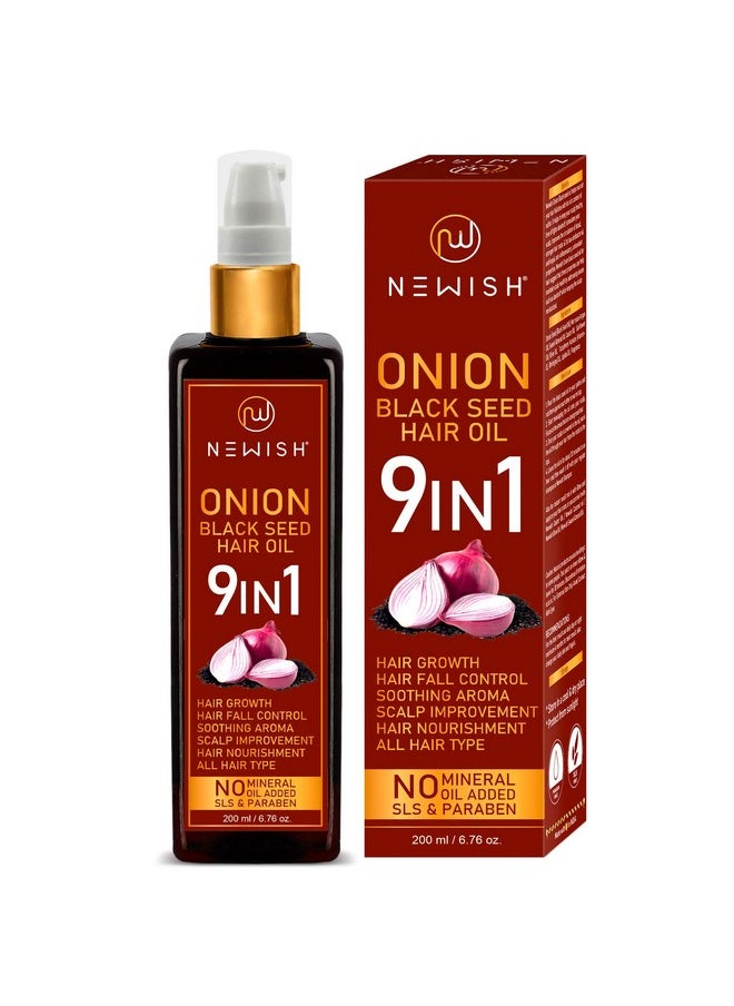 Newish Black Seed Onion Oil for Hair Regrowth and Care, With Castor, Almond, Sunflower, Methi & Jojoba Oils for Shiny Hair (200 ml)