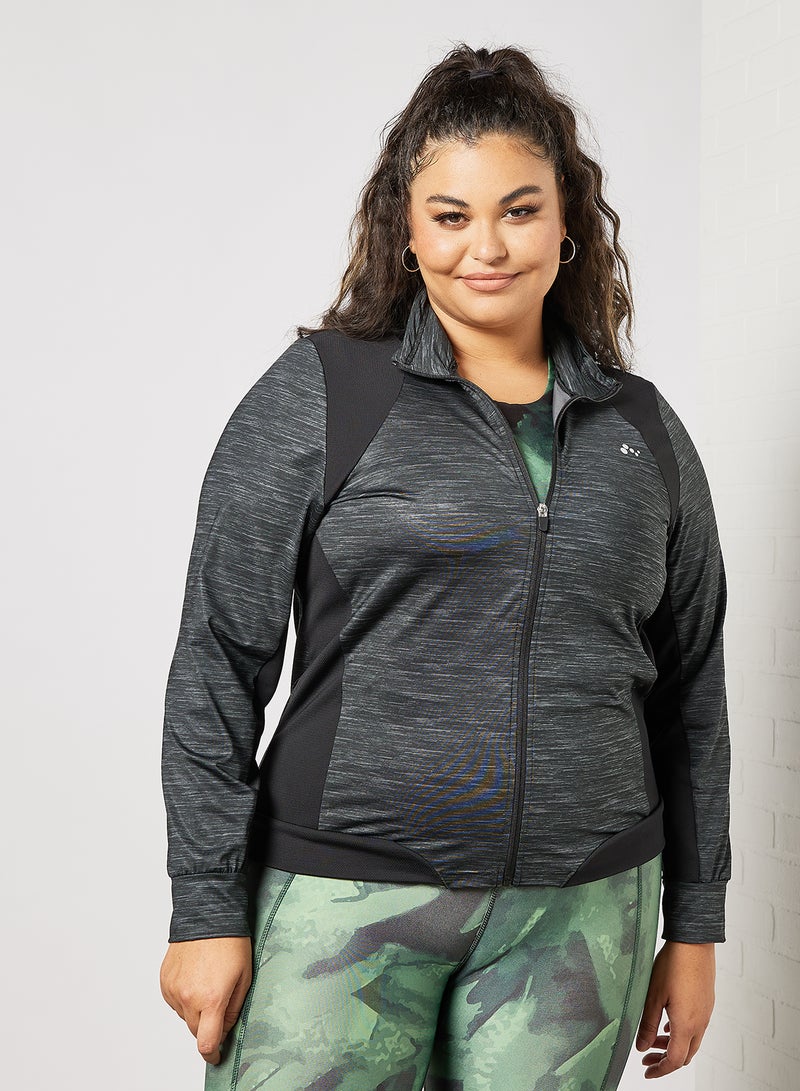 Plus Size Zip Through Hoodie Grey