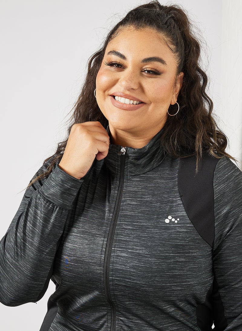 Plus Size Zip Through Hoodie Grey