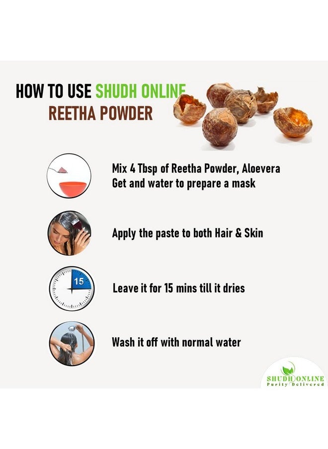 Shudh Online Organic Reetha Powder, Kunkudukai powder, Aritha, Ritha, Soapnut (500 Grams), for Hair Growth, Hair wash, Scalp treatment, Skin care