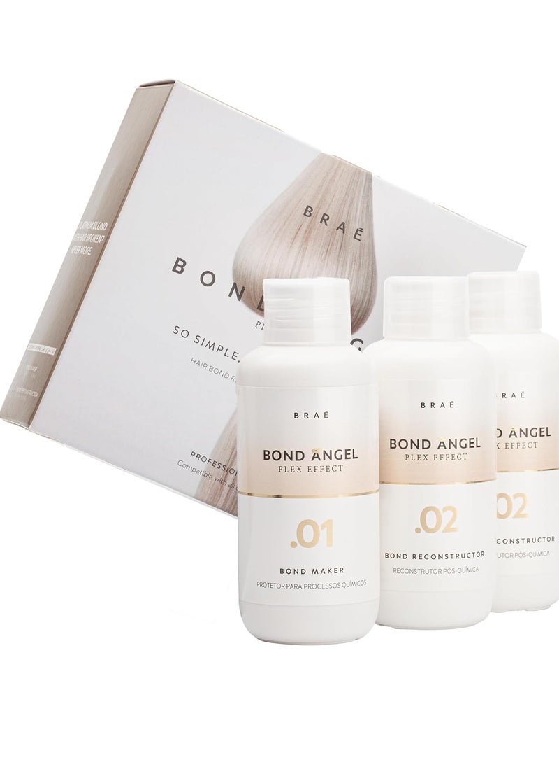 Bond Angel Plex Effect Hair Protection Treatment Kit for All Types - Step 1, 2, 2 (3.38 fl. oz) - Protects Hair from Damage During Coloring, Bleaching, and Chemical Procedures.