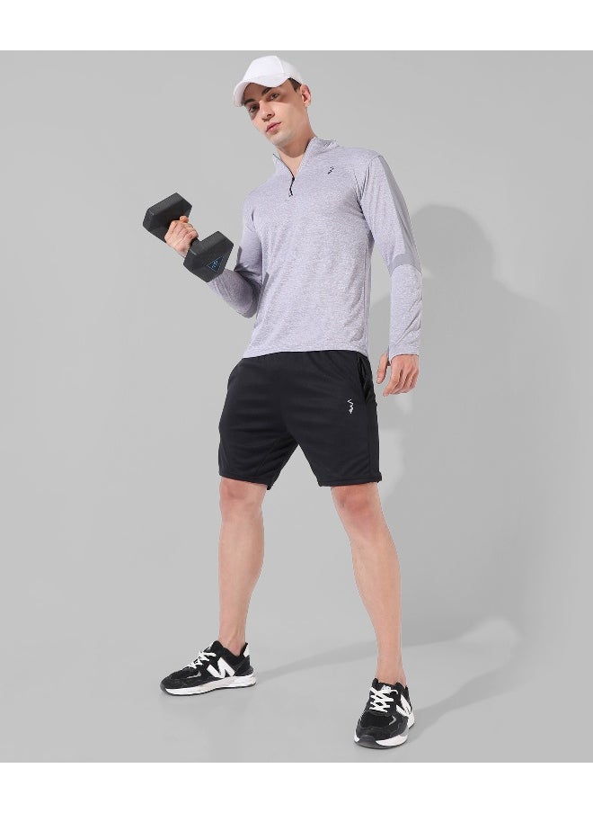 Men's Solid Grey Regular Fit Activewear T-Shirt