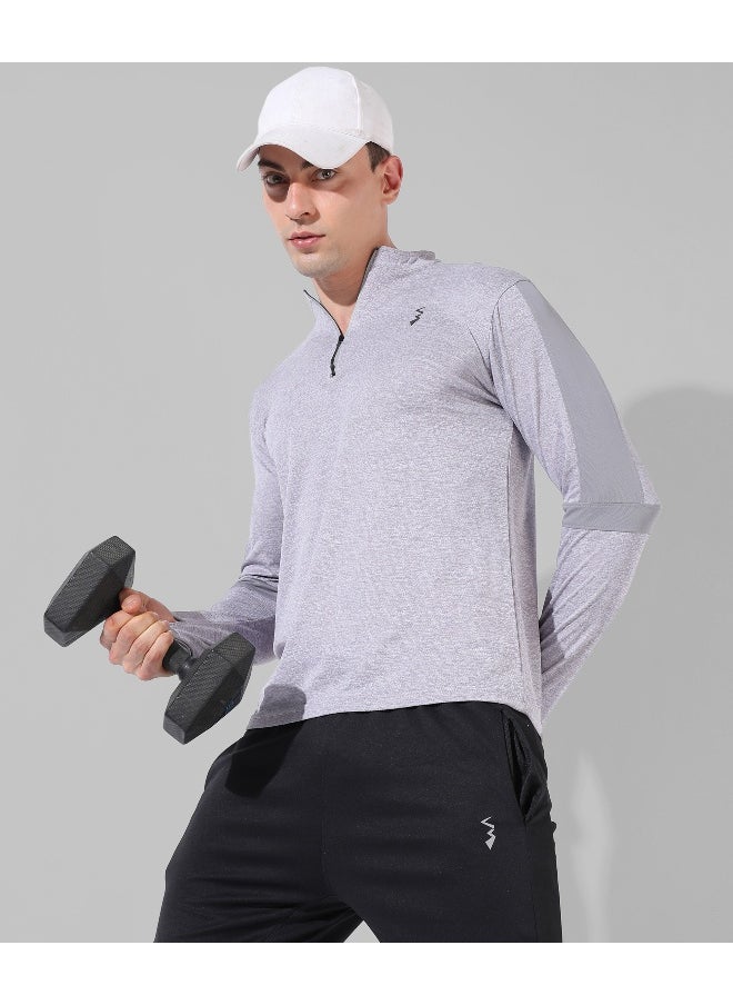 Men's Solid Grey Regular Fit Activewear T-Shirt