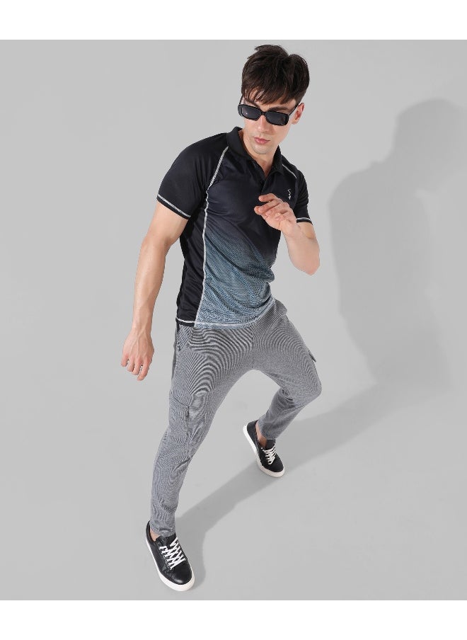 Men's Black Colourblocked Regular Fit Activewear T-Shirt