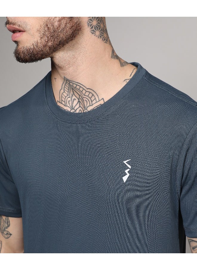 Men's Dark Grey Basic Activewear T-Shirt