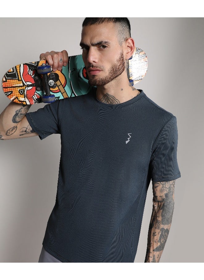 Men's Dark Grey Basic Activewear T-Shirt