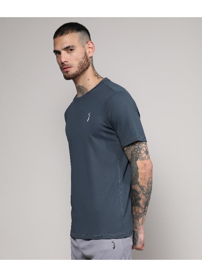 Men's Dark Grey Basic Activewear T-Shirt