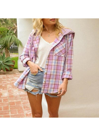 2021 Womens Hoodie Cardigan Casual Shirt Coat Purple