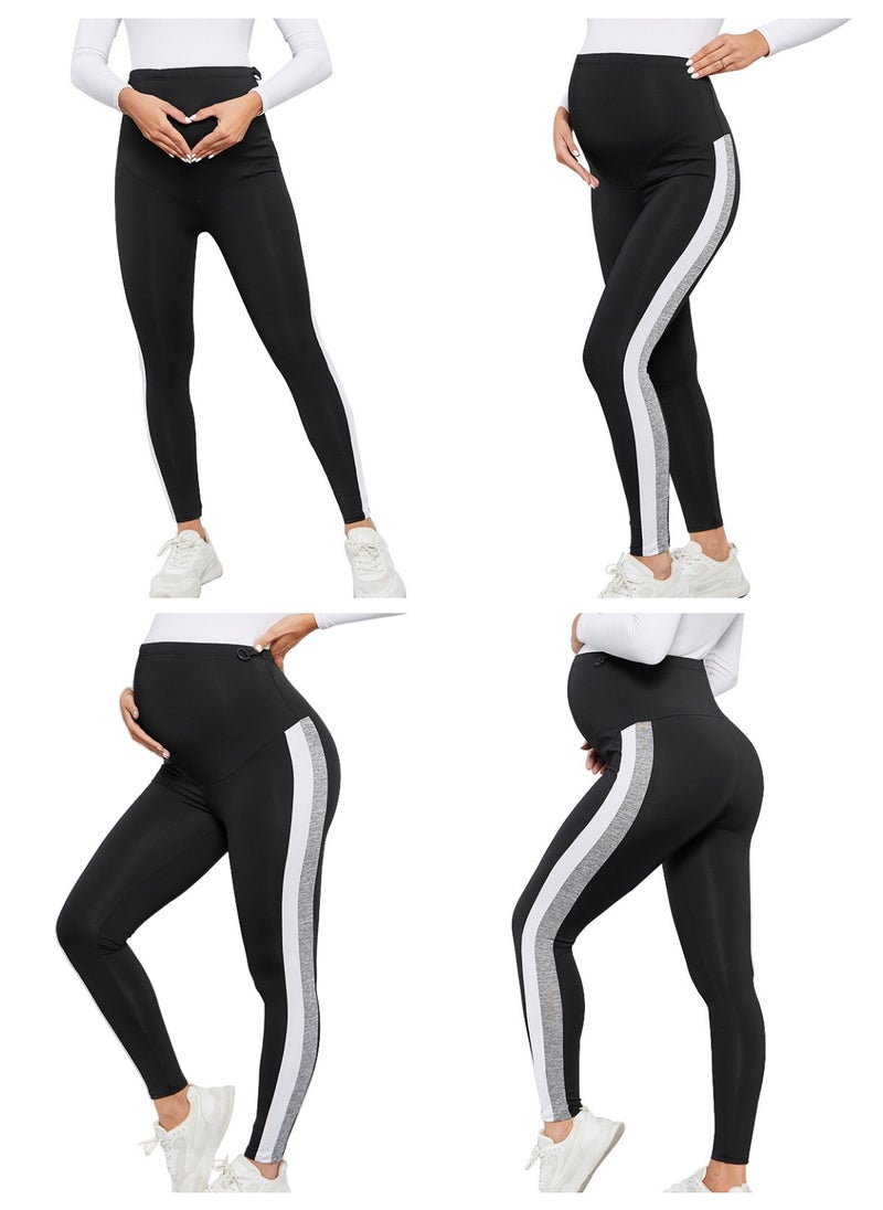 2-PACK Maternity Leggings，Workout Activewear Yoga Pregnancy Pants over the Belly Buttery Soft