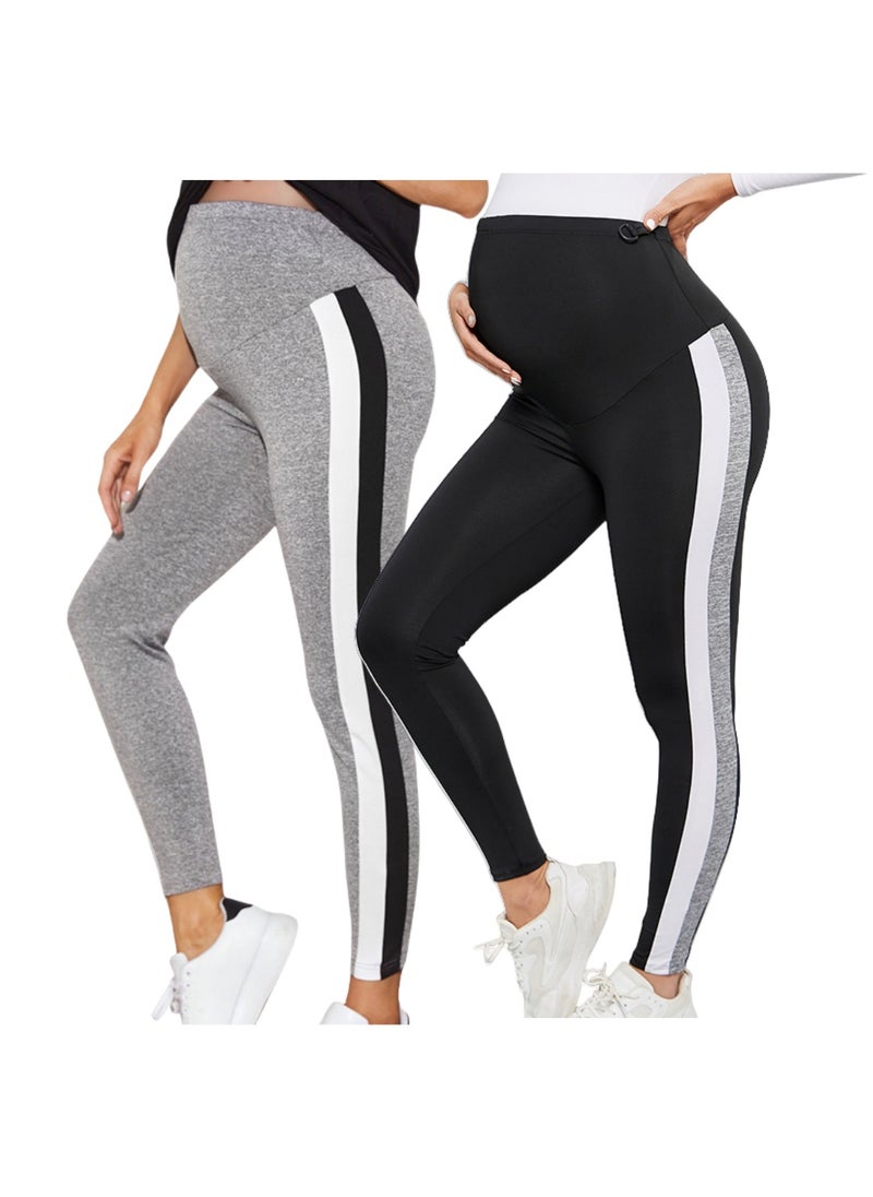 2-PACK Maternity Leggings，Workout Activewear Yoga Pregnancy Pants over the Belly Buttery Soft