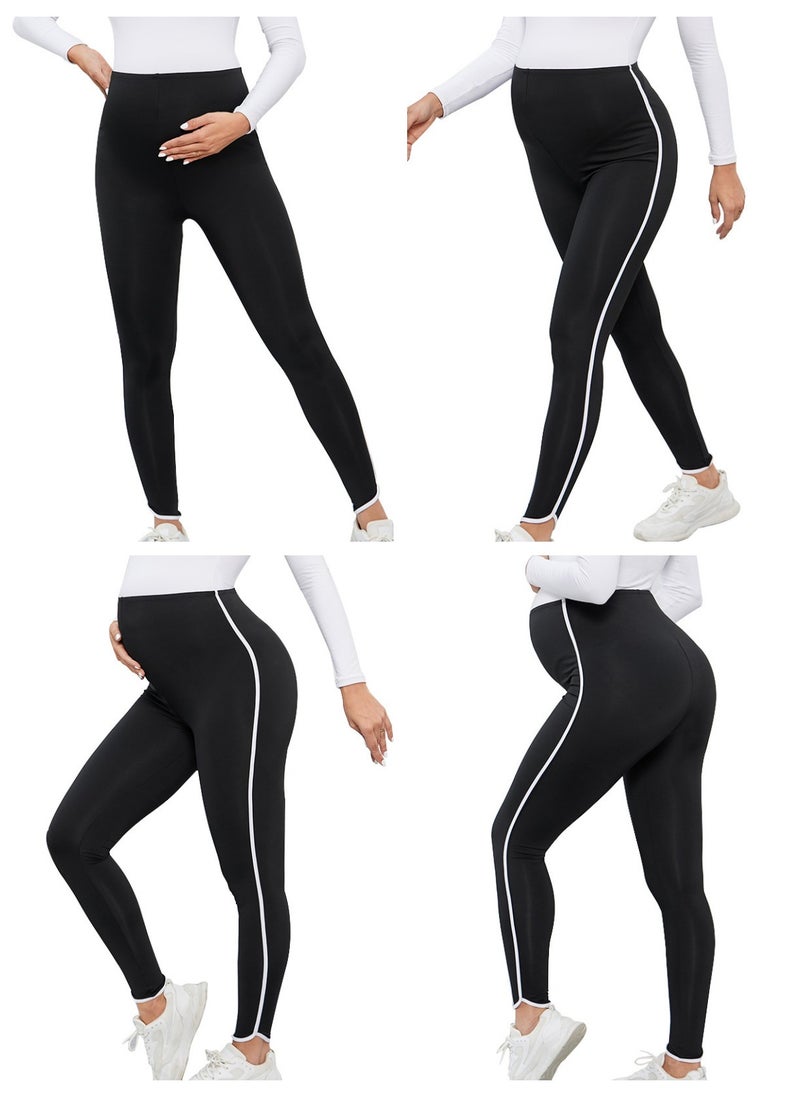 2-PACK Maternity Leggings，Workout Activewear Yoga Pregnancy Pants over the Belly Buttery Soft