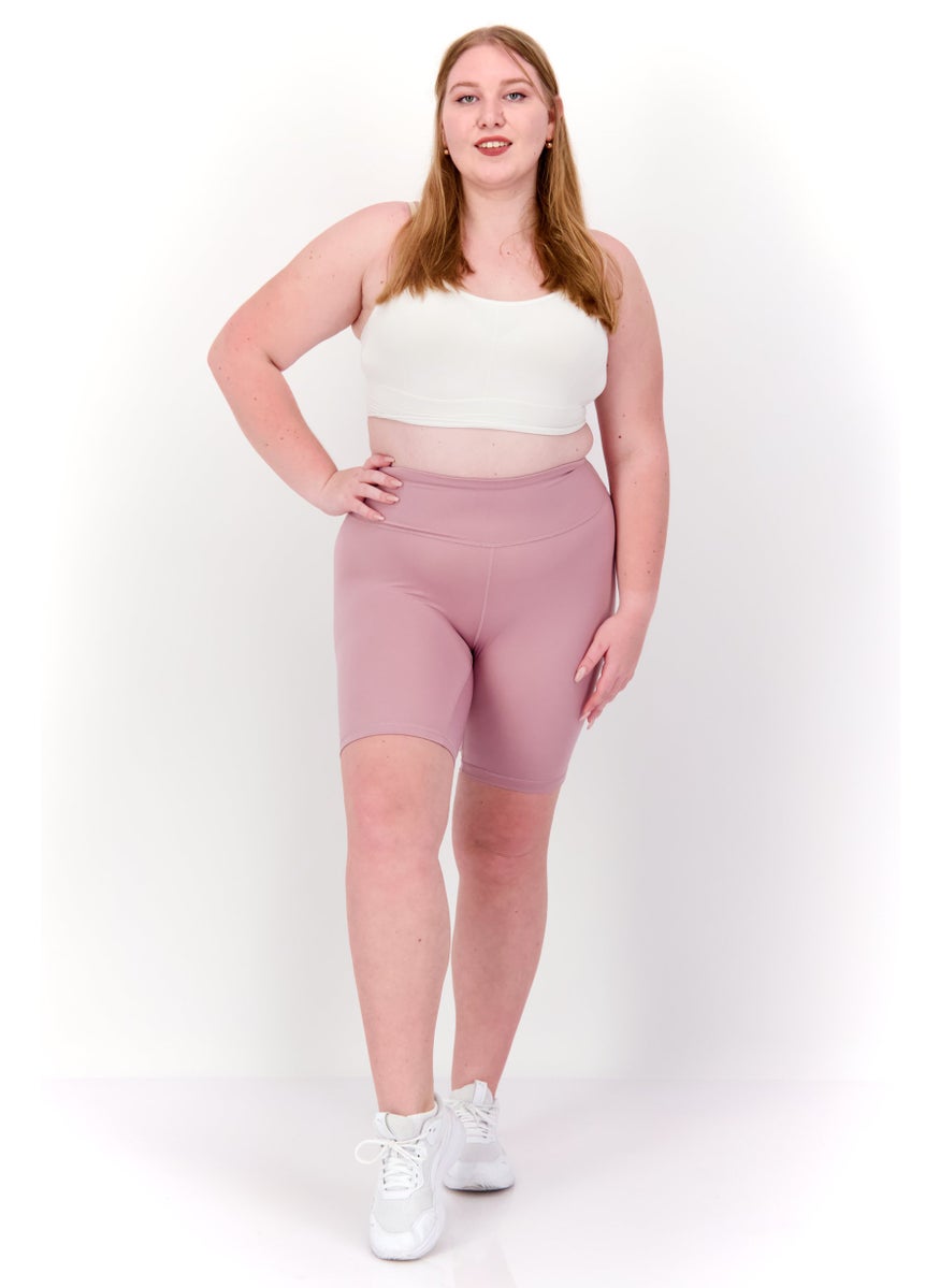 Women Plus Size High Rise Biker Short, Mauve