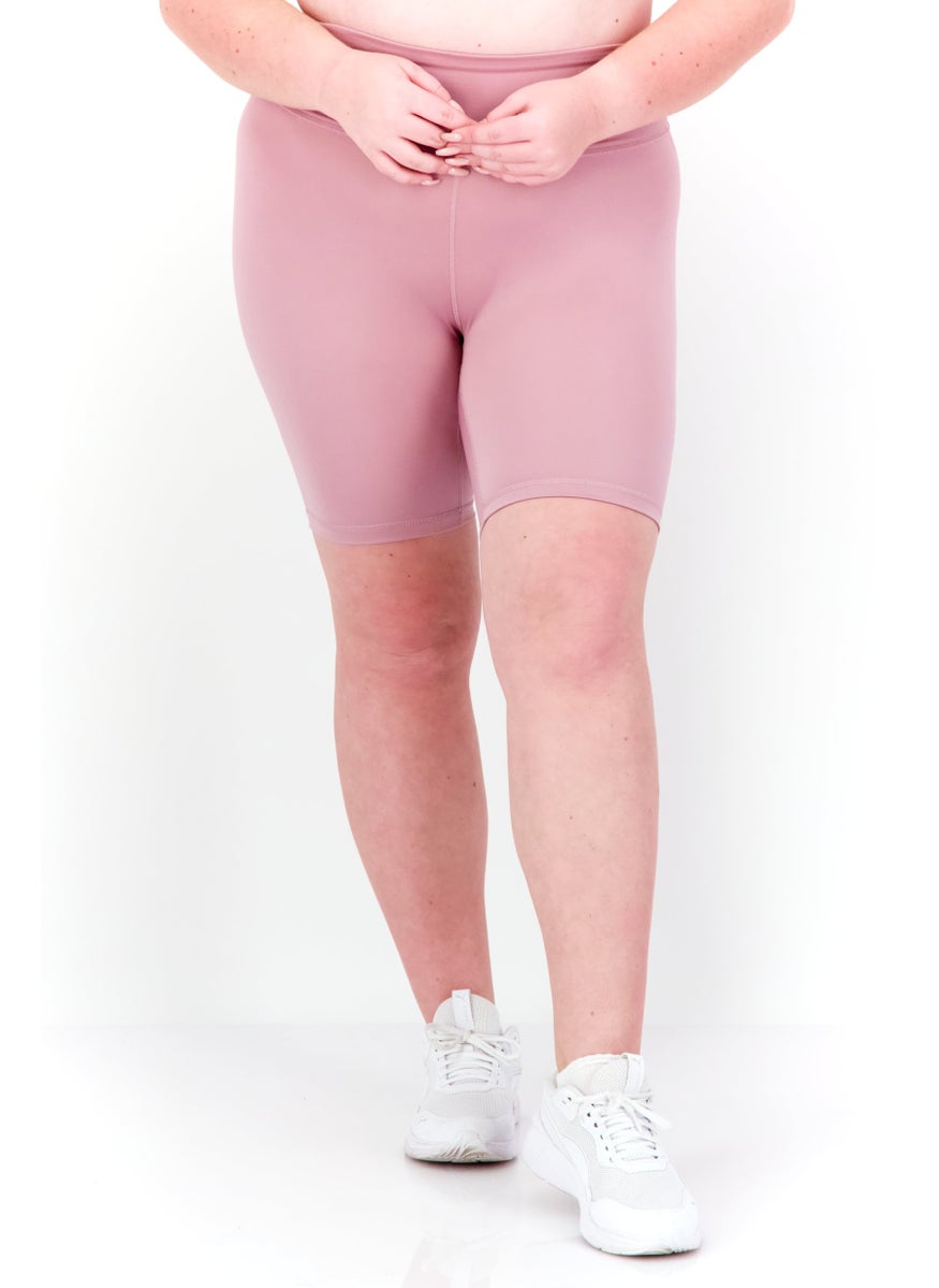 Women Plus Size High Rise Biker Short, Mauve