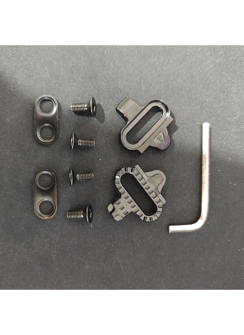 Universal SPD Cycling Cleat Set for Road and MTB L lock plate [black screw black gasket]]