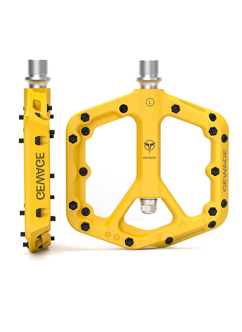 GEWAGE Mountain Bike Pedal Nylon Fiber Ultra Light Pedal Riding Non-slip Widened Pedal Bike Accessories Yellow