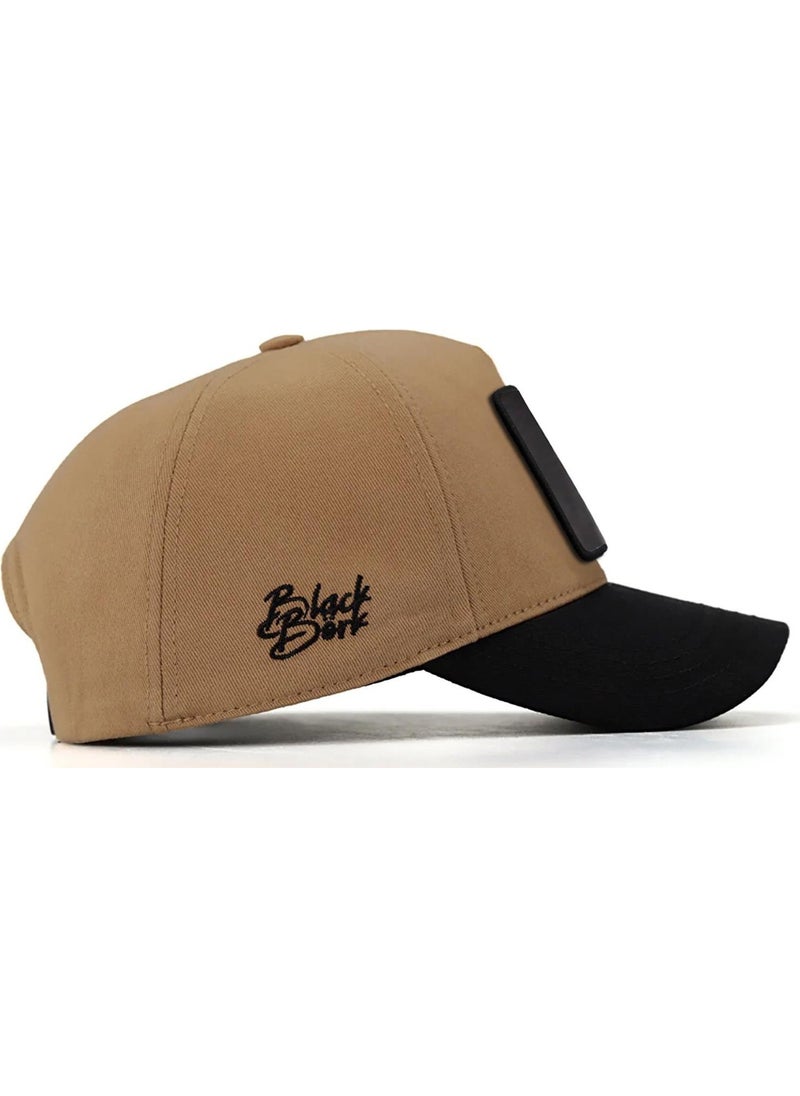 Blackbörk V1 Baseball Boss - Unisex Mink-Black Peaked Hat (Cap) with 4 Code Logo