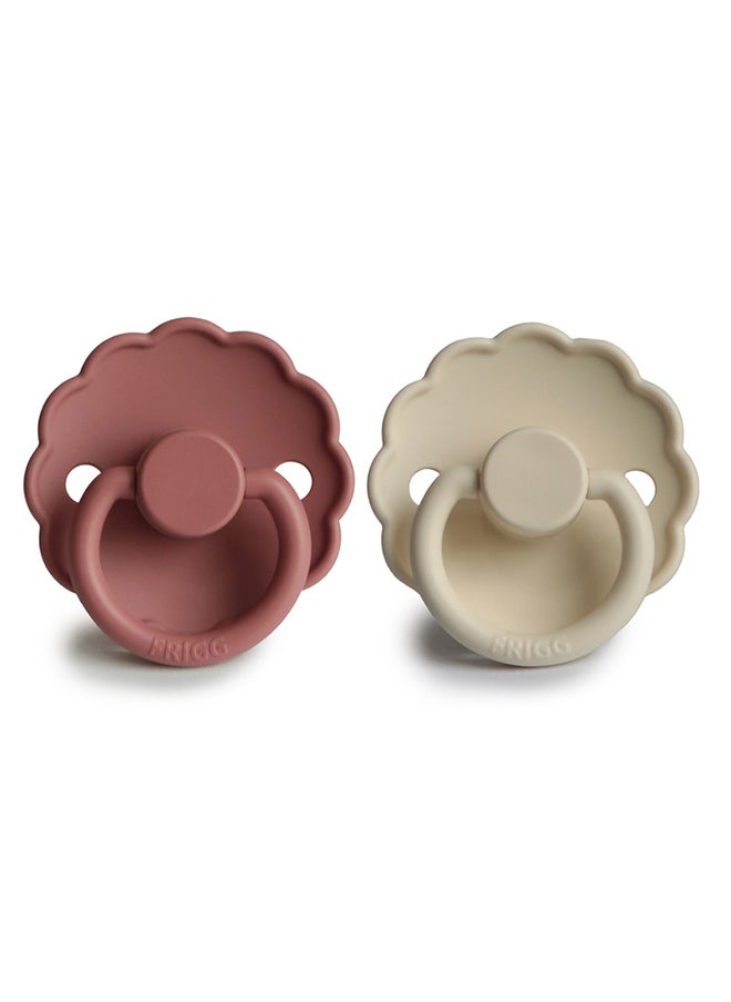 Pack Of 2 Daisy Silicone Baby  Pacifier 0 To 6 Month Size 1 Cream/Powder Blush