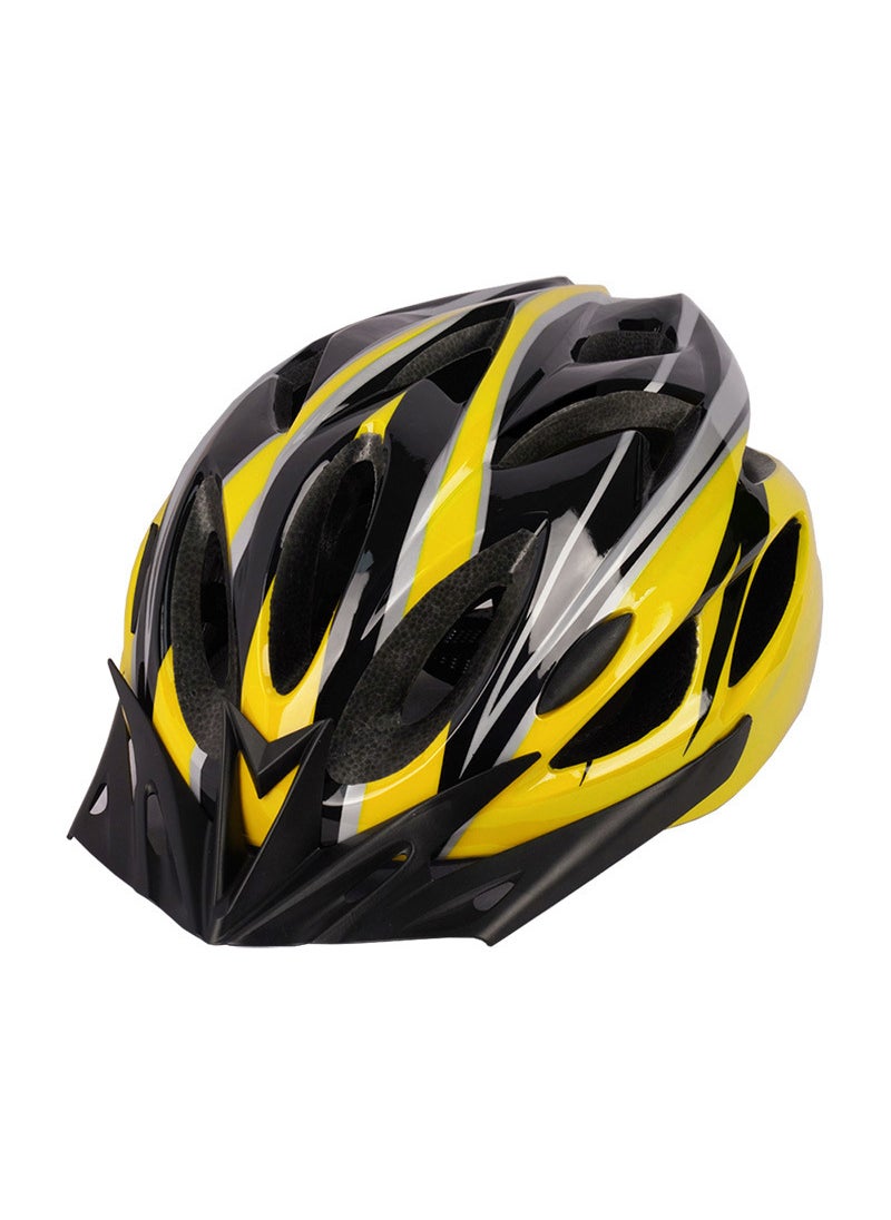 One-piece mountain bike helmet with brim ultra-light breathable unisex city commuter bicycle helmet yellow and black