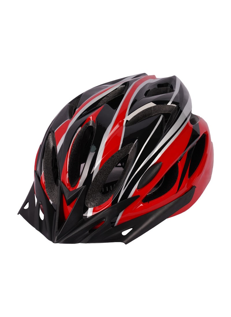 One-piece mountain bike helmet with brim ultra-light breathable unisex city commuter bicycle helmet red and black