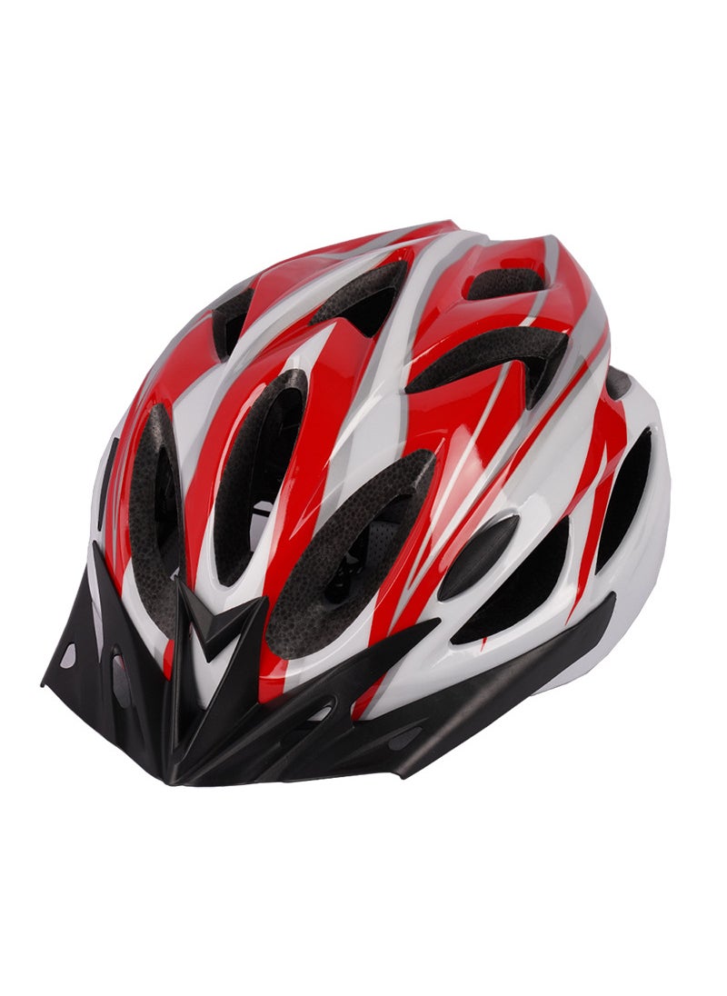 One-piece mountain bike helmet with brim ultra-light breathable unisex city commuter bicycle helmet red and white