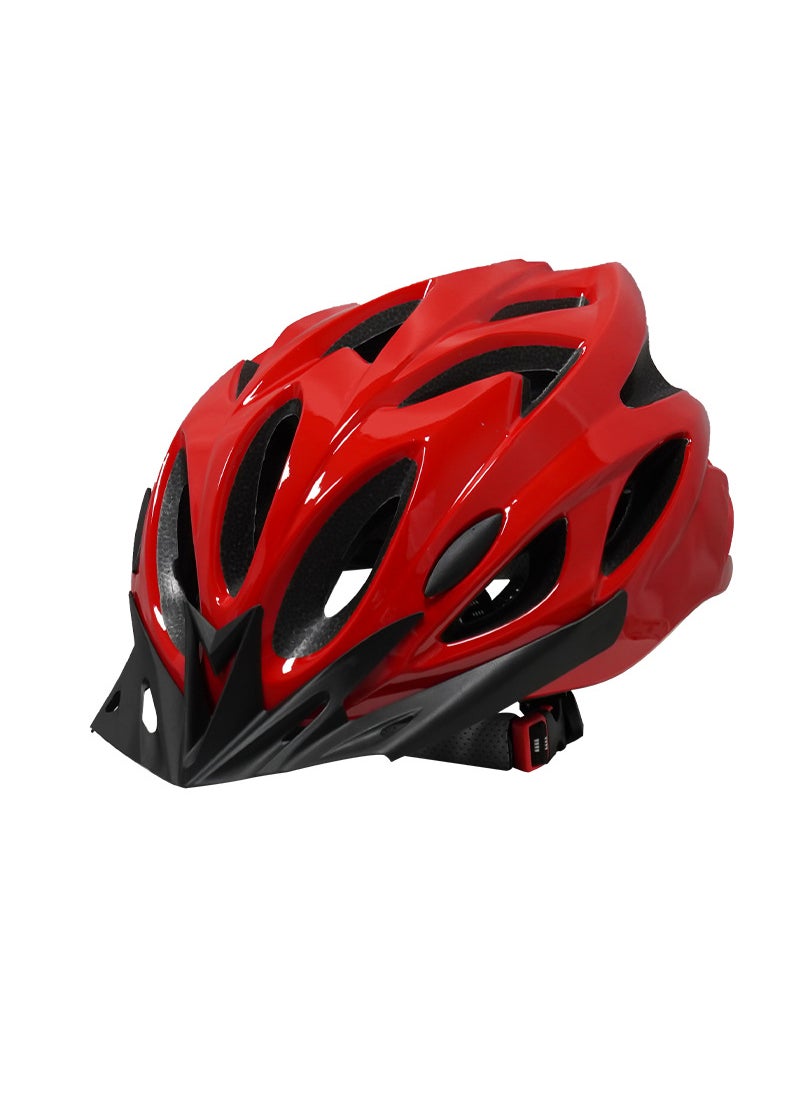 One-piece mountain bike helmet with brim ultra-light breathable unisex city commuter bicycle helmet all red