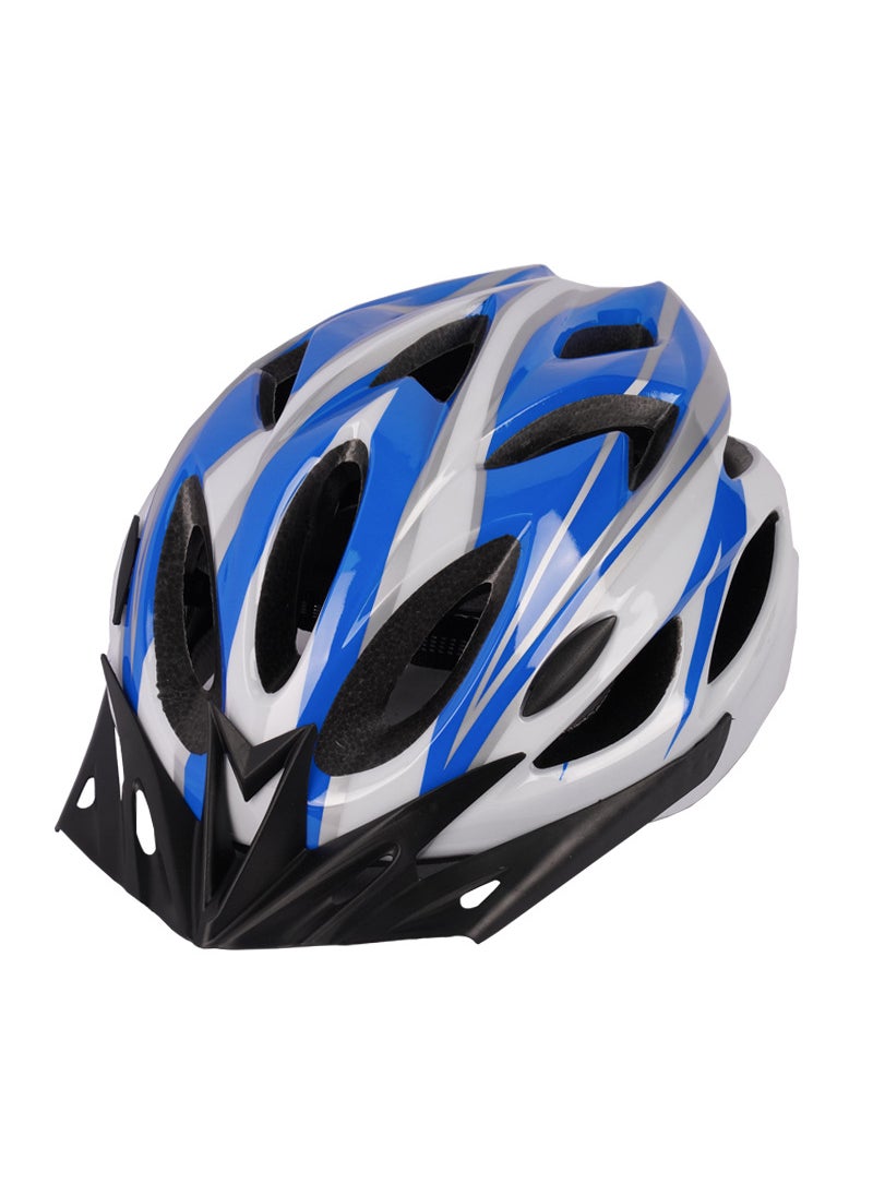 One-piece mountain bike helmet with brim ultra-light breathable unisex city commuter bicycle helmet blue and white