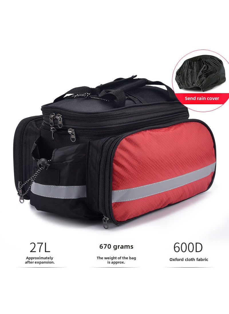 Waterproof Cycling Tail Bag Large Capacity Red back pack [with rain cover-expandable]]