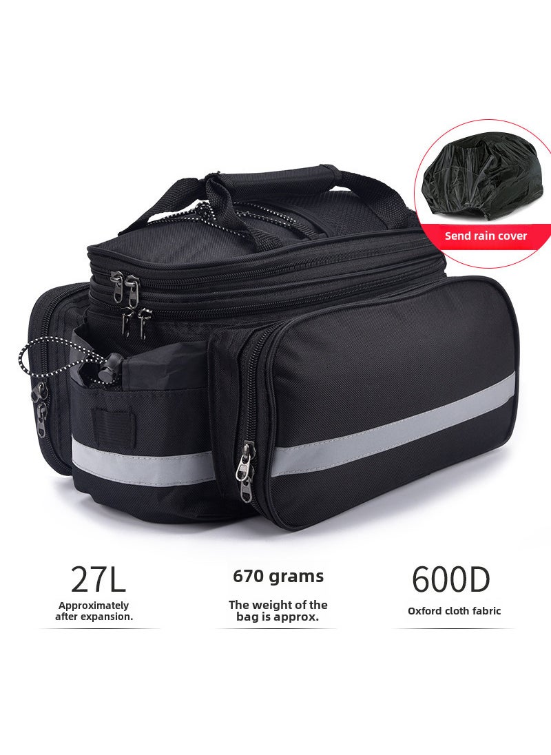 Waterproof Cycling Tail Bag Large Capacity Black back pack [with rain cover-expandable]]