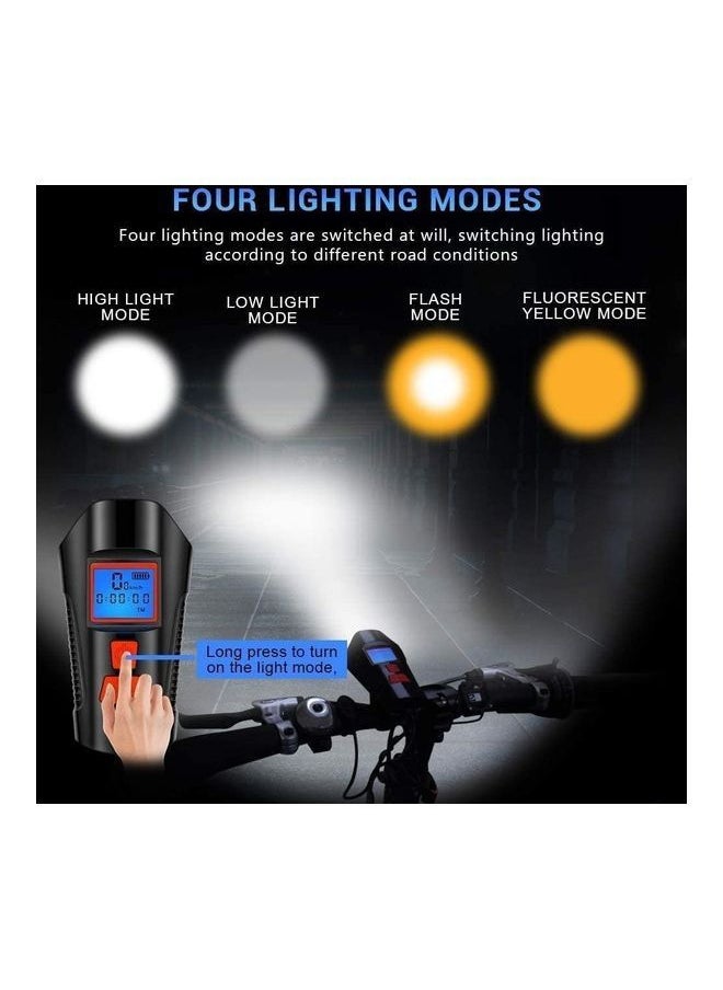 Bicycle Light Set With Horn And Speedometer USB Rechargeable LED Bike Headlight 15 x 10 x 8 cmcm 15 x 10 x 8 cmcm