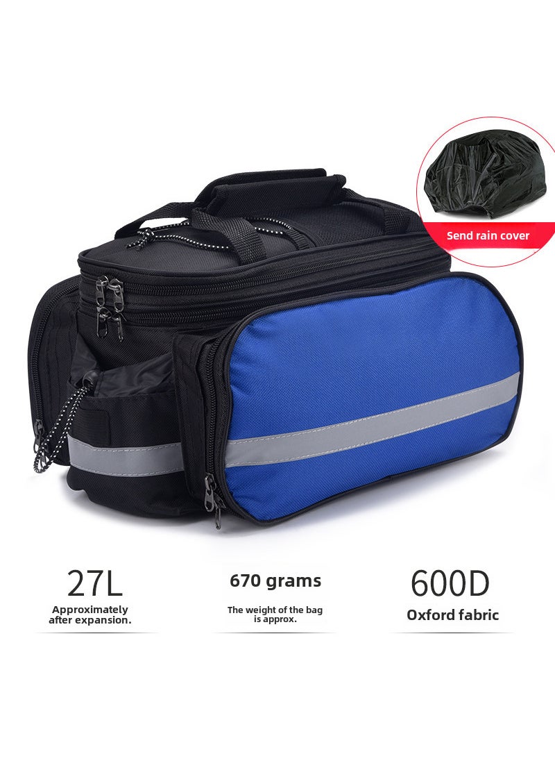 Waterproof Cycling Tail Bag Large Capacity Blue back pack [with rain cover-expandable]]