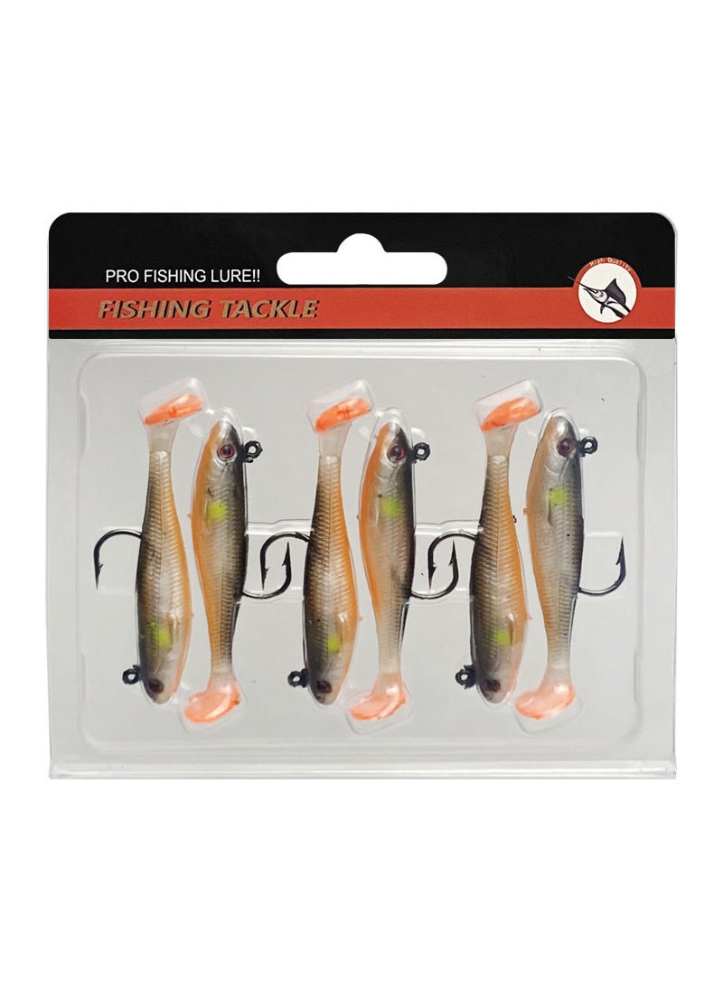 9cm 12g Sinking T-Tail Lure Soft Bait 1# black back orange belly [six blister card]]