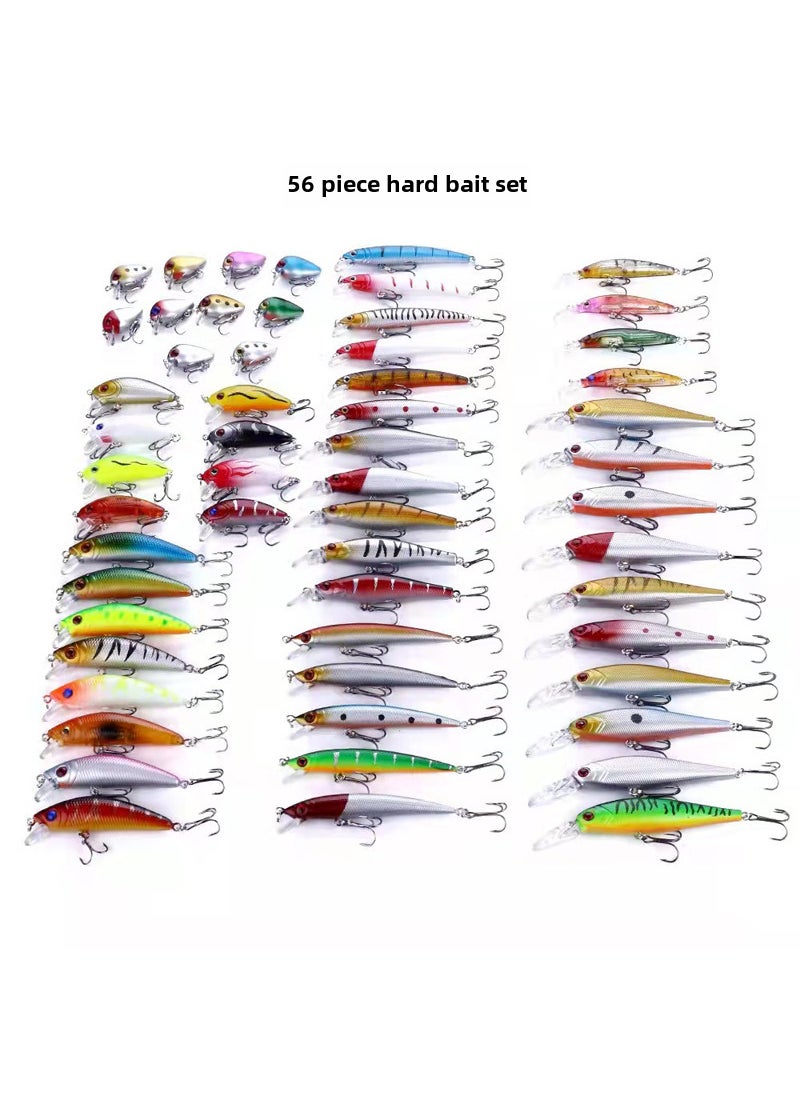 Lure Bait Set Kit with Spinners, Frogs, Soft Baits 56 pieces of hard bait suit (330g)