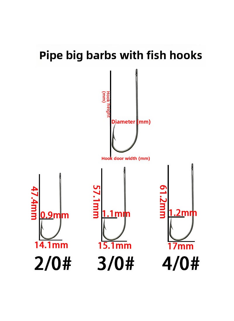 Extra Long Shank Barbed Fish Hooks 100 pieces