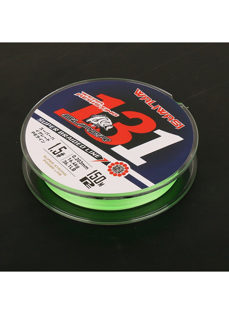 Standard 12-Strand PE Braided Core Fishing Line Green 150 m Super Smooth 12