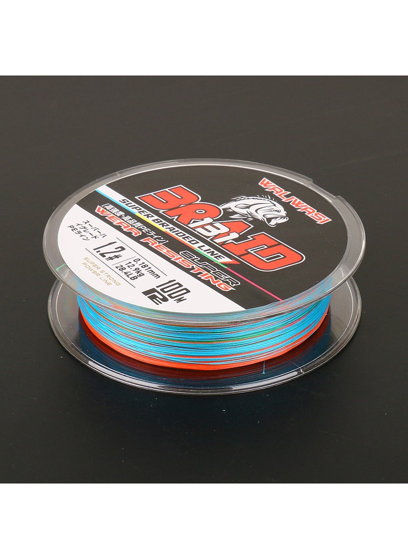 Standard 12-Strand PE Braided Core Fishing Line Colorful 100 meters super smooth 12 series