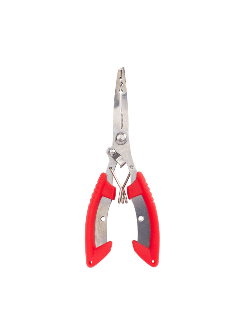 Luya pliers fish control device hook pliers stainless steel curved mouth fishing pliers strong horse multi-functional fishing line scissors Red-self-adhesive bag packaging